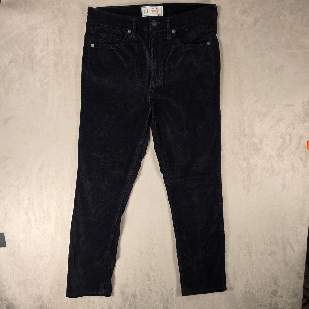 Gap Vintage Slim High Rise Corduroy Pants Womens 27 / 4R Black 5-Pocket Cords
